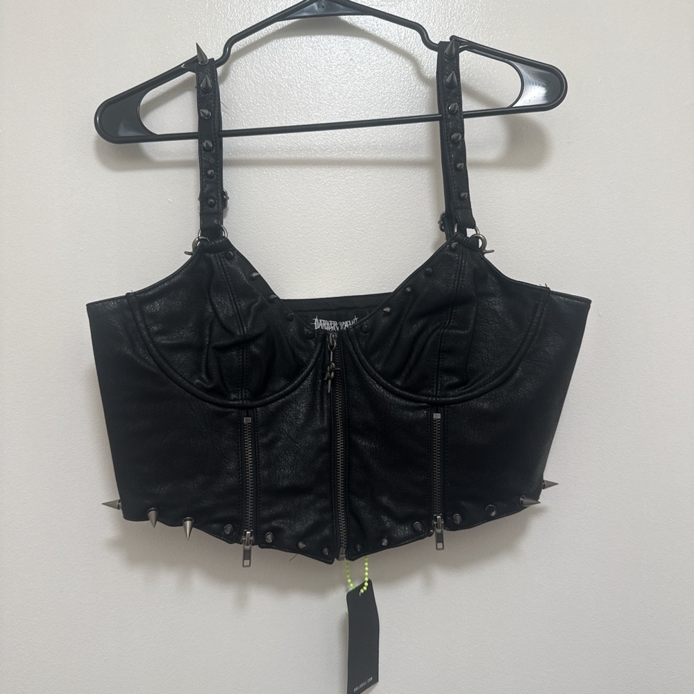 Dolls Kill Darker Wavs Downbeat Spiked Corset Top